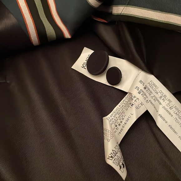 ZARA Woman Striped Bottle Green Blazer - Picture 10 of 11